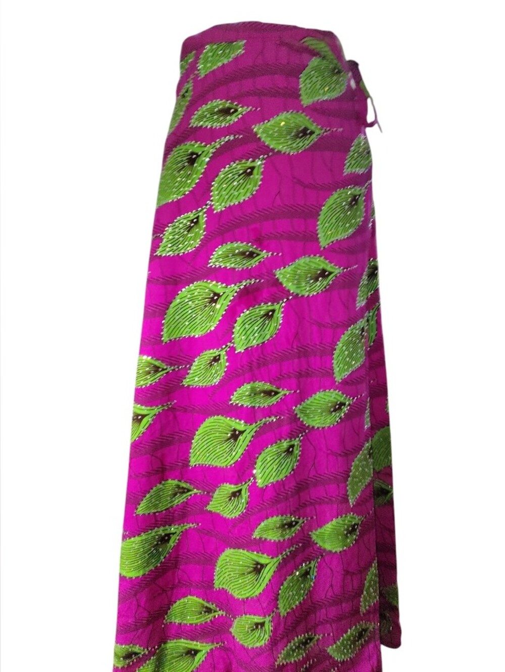 Women’s Fuchsia Wrap Skirt with Green Leaf Embroidery Size Xl - Picture 1 of 4